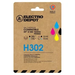 Cartouche d'encre ELECTRO DEPOT compatible HP H 302 noir et couleurs