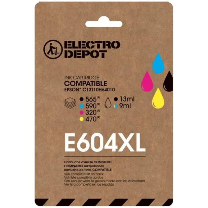 Cartouche d'encre ELECTRO DEPOT compatible EPSON E 604 XL noir et couleurs - Ananas