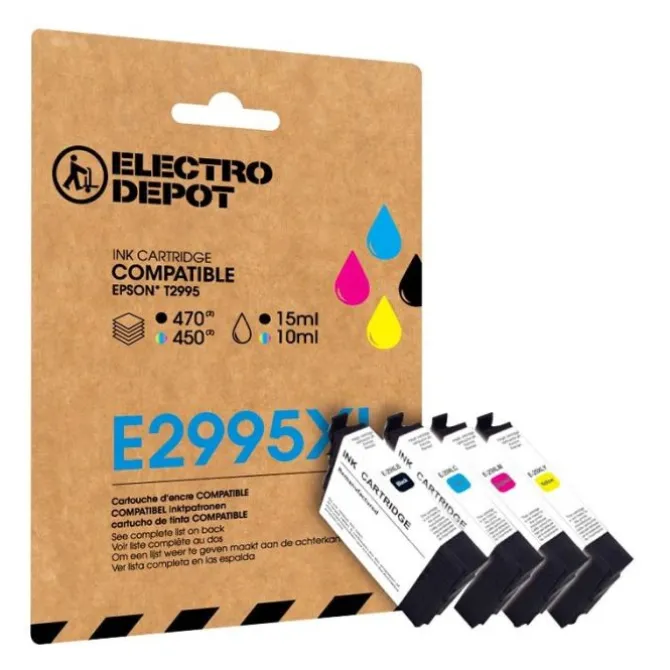 Cartouche d'encre ELECTRO DEPOT compatible Epson E 2995 XL noir et couleurs - Fraise