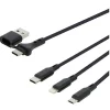 Câble 3 en 1 Lightning, Micro USB et USB-C / USB et USB-C SEDEA Noir