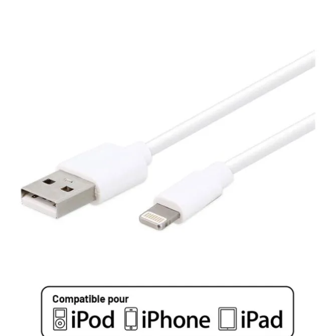 Câble Lightning / USB EDENWOOD 2,5M Blanc Certifié APPLE