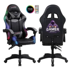 Chaise gaming AMSTRAD 900 LED Gamer Noir