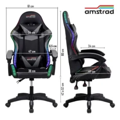 Chaise gaming AMSTRAD 900 LED Gamer Noir