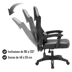 Chaise gaming AMSTRAD 309 Noir et gris