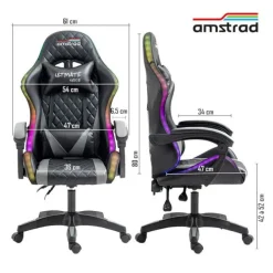 Chaise gaming AMSTRAD AMS ULTIMATE LED Noir
