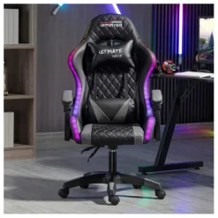 Chaise gaming AMSTRAD AMS ULTIMATE LED Noir