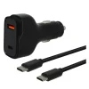 Chargeur allume cigare 2 ports USB-C et USB EDENWOOD 83W et + Câble USB-C / USB-C 1M Noir
