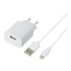 Chargeur secteur USB HIGH ONE 2,4AA + Câble Lightning / USB 1M Blanc