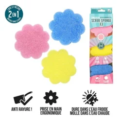 Eponges SCRUB fleur x3