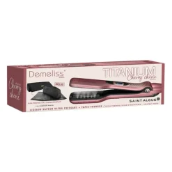 Lisseur vapeur DEMELISS TITANIUM CHERRY CHERIE + Tapis trousse thermorésistant