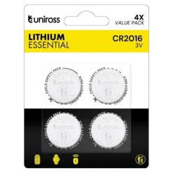 Lot de 4 piles UNIROSS CR2016