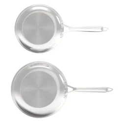 Lot de 2 poêles VALBERG inox 18/10 triply 24 28cm