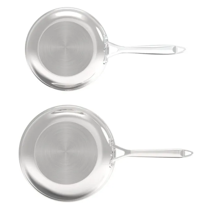 Lot de 2 poêles VALBERG inox 18/10 triply 24 28cm