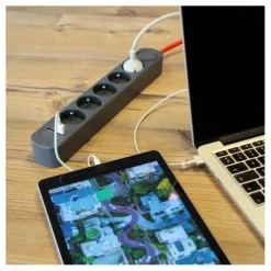 Multiprise CHACON x5 + 2 USB A - 1.5m