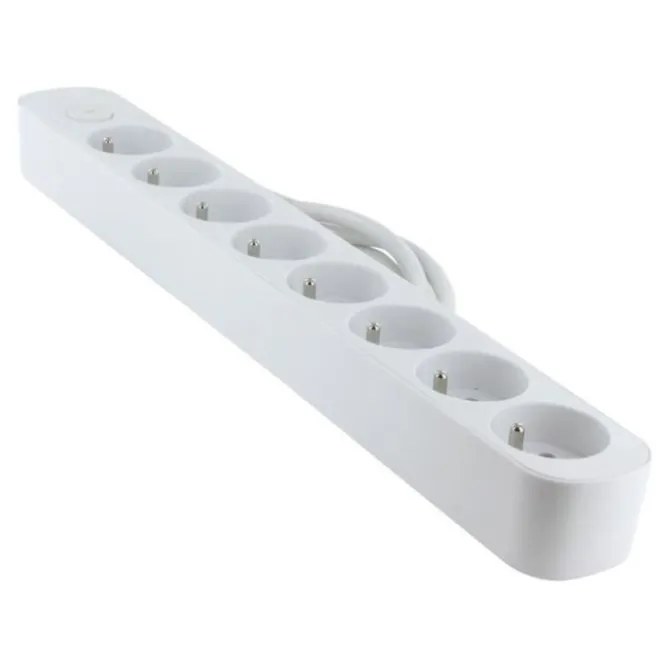 Multiprise CHACON x8 + Interrupteur 1.5m Blanc