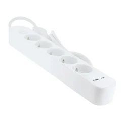 Multriprise ELECTRODEPOT 5 prises + 2 USB blanc