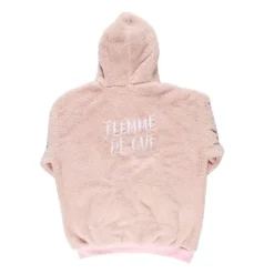 Plaid sweat capuche rose "flemme"