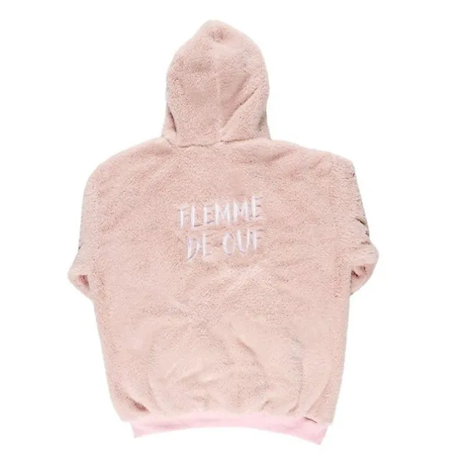 Plaid sweat capuche rose "flemme"
