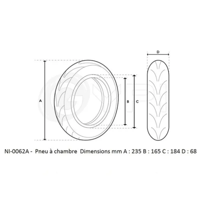 Pneu GYPI Tubeless avec Gel 10" 60/70-6