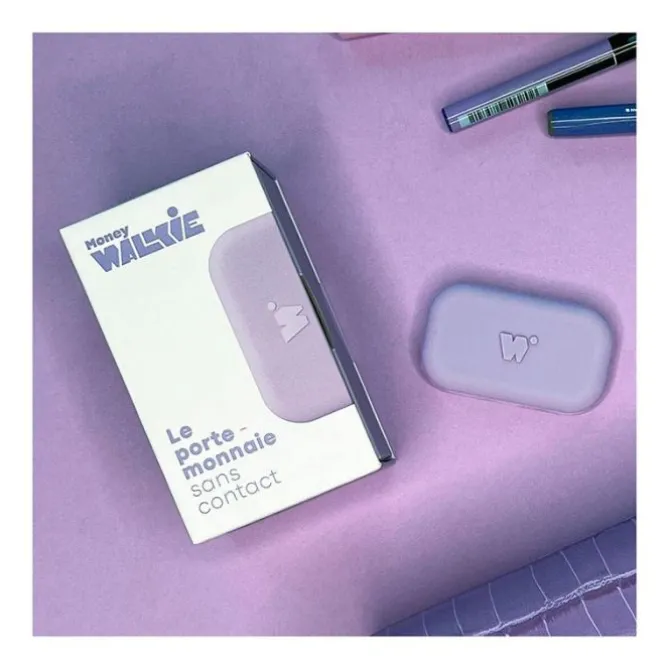 Porte monnaie sans contact MONEY WALKIE Mauve