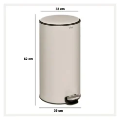 Poubelle 30L pédale métal coloris écru