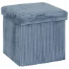 Pouf pliable 38Xx38cm velours bleu