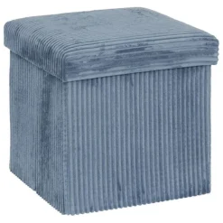 Pouf pliable 38Xx38cm velours bleu