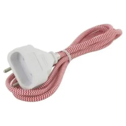 Rallonge CHACON Textile 1.5m 6A rouge et blanc