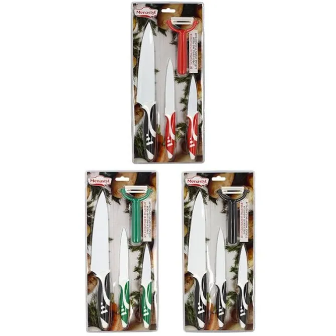 Set 3 couteaux revêtu céramique + éplucheur