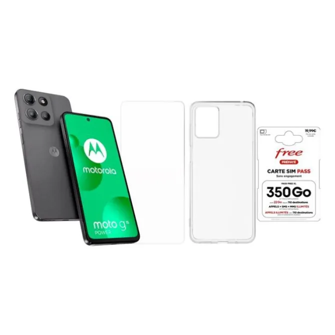Smartphone MOTOROLA G15 Power 512Go Noir + Coque + Film de protection