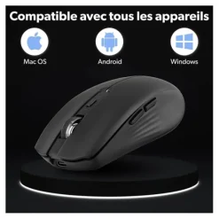 Souris rechargeable bluetooth DUAL CONNECT noire - GRADIENT