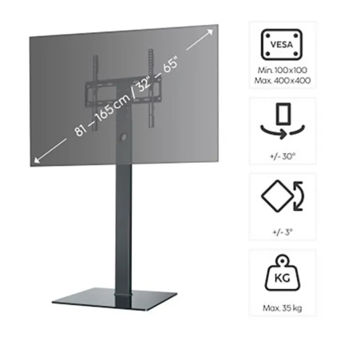 SUPPORT HAMA SOCLE TV PIVOT H165CM