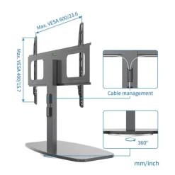 Support pied EDENWOOD TV de 81 à 165 cm MDF noir