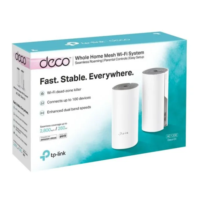 Système wifi Mesh TP LINK + 2ports Fast ethernet Deco E4 ( pack-2)