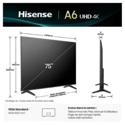 TV UHD 4K 75" HISENSE 75A6Q