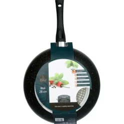Wok 28cm aluminium forgé effet pierre tous feux dont induction